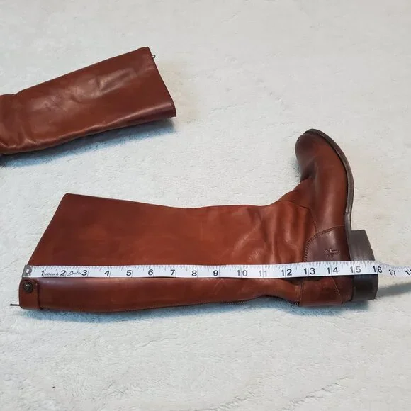 Frye Tan Brown Leather Cowgirl Western Bohemian Rodeo Boho Riding Tall Boots 7 B - Picture 16 of 16